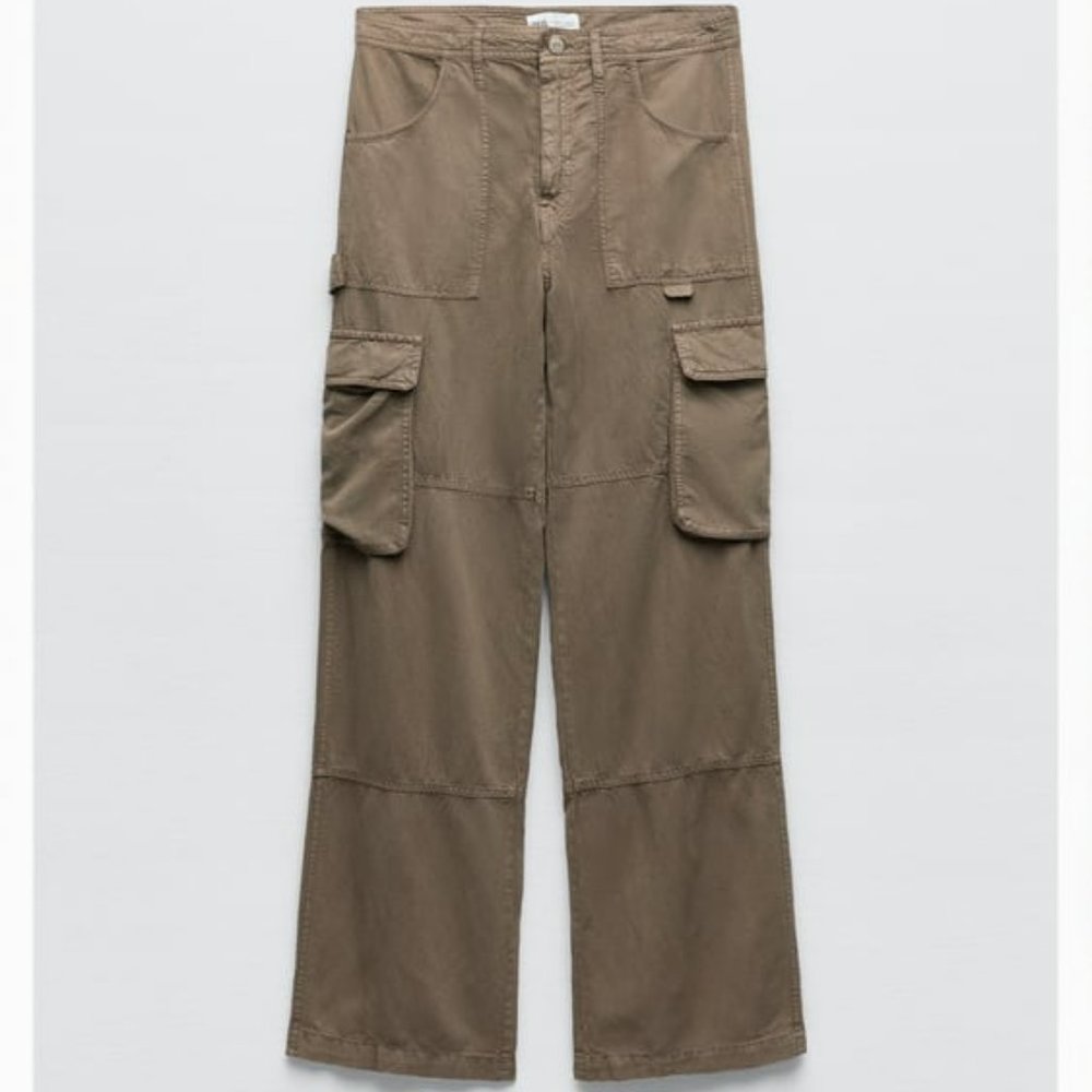 ZARA Rustic Cargo Pants Brown - Size 4